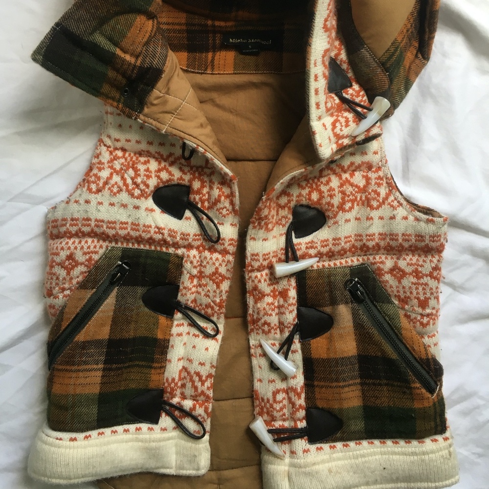 Plaid Vest with Hood